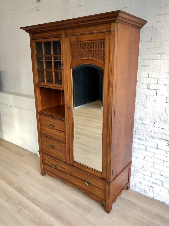 Kledingkast art deco drie lades drie planken roede vitrine - Image 2