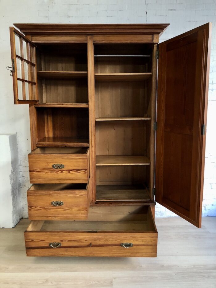 Kledingkast art deco drie lades drie planken roede vitrine - Image 3