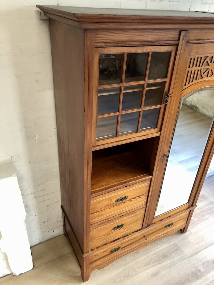 Kledingkast art deco drie lades drie planken roede vitrine - Image 12