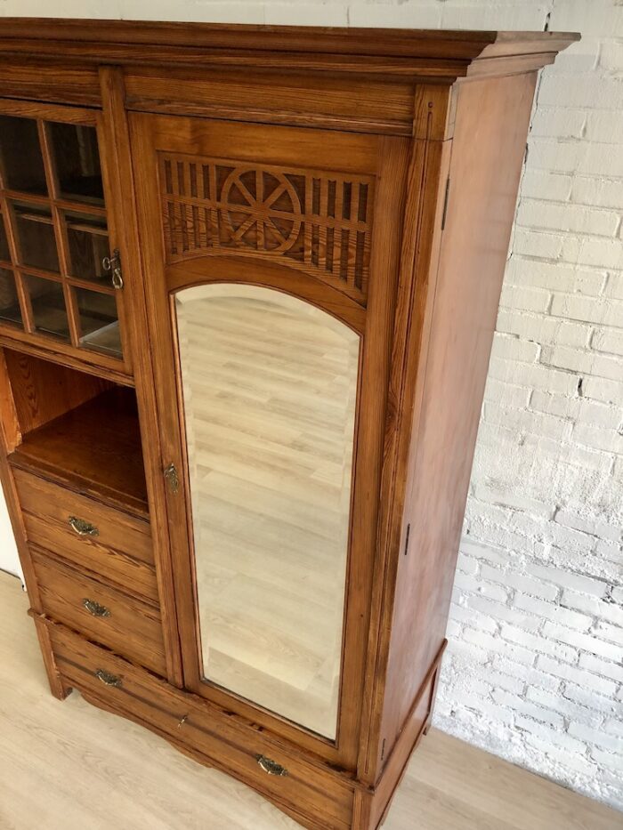 Kledingkast art deco drie lades drie planken roede vitrine - Image 13